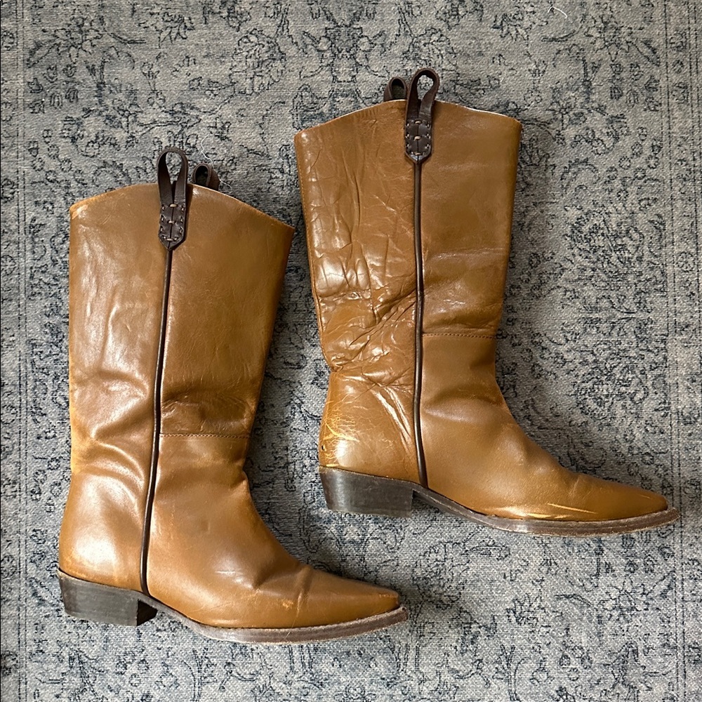 We the Free People Montage Tan Leather Heeled Boots - Picture 4 of 7
